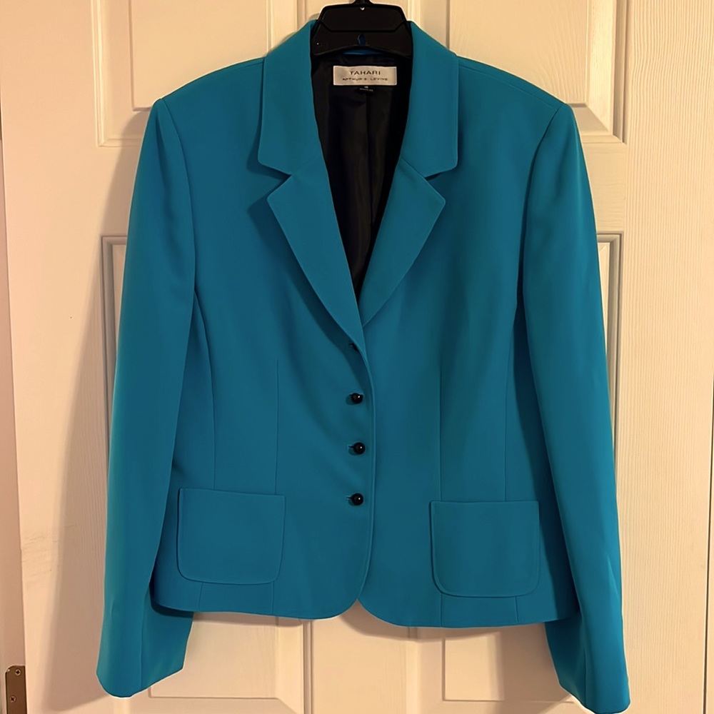 Tahari Arthur S Levine teal blazer size 16